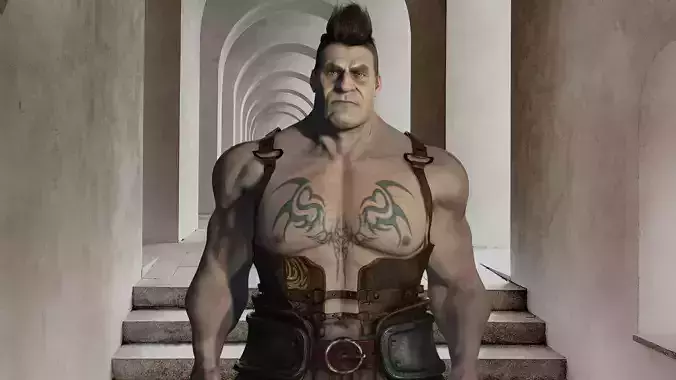 Strong Muscular Male Rigged body