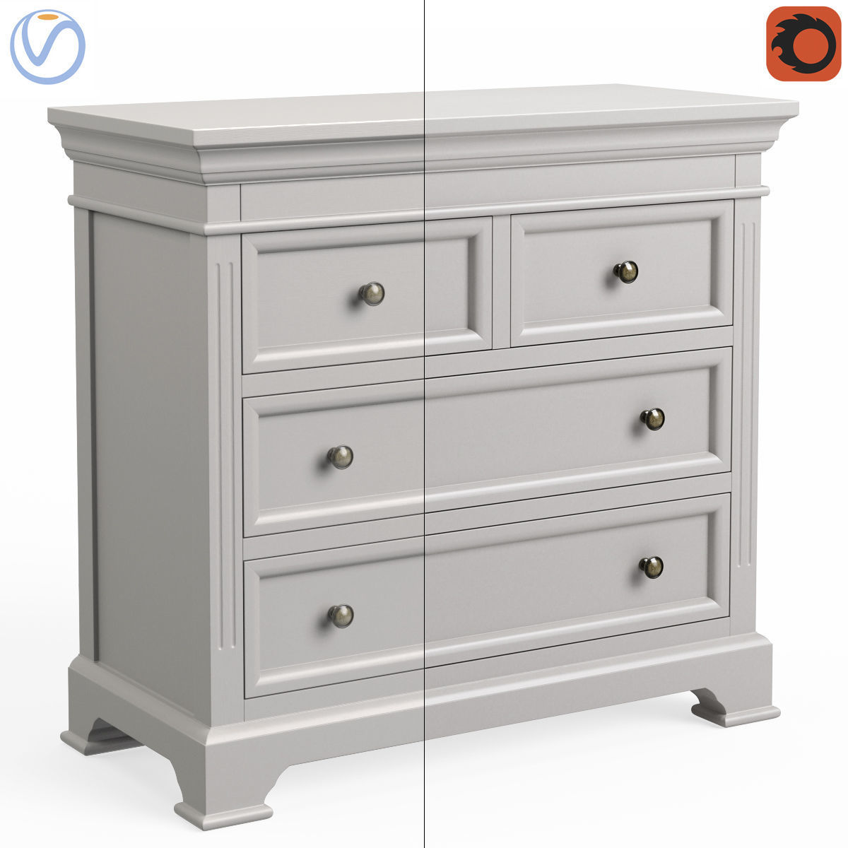 DAVENTRY Two Over Two Chest of Drawers 3D model_6