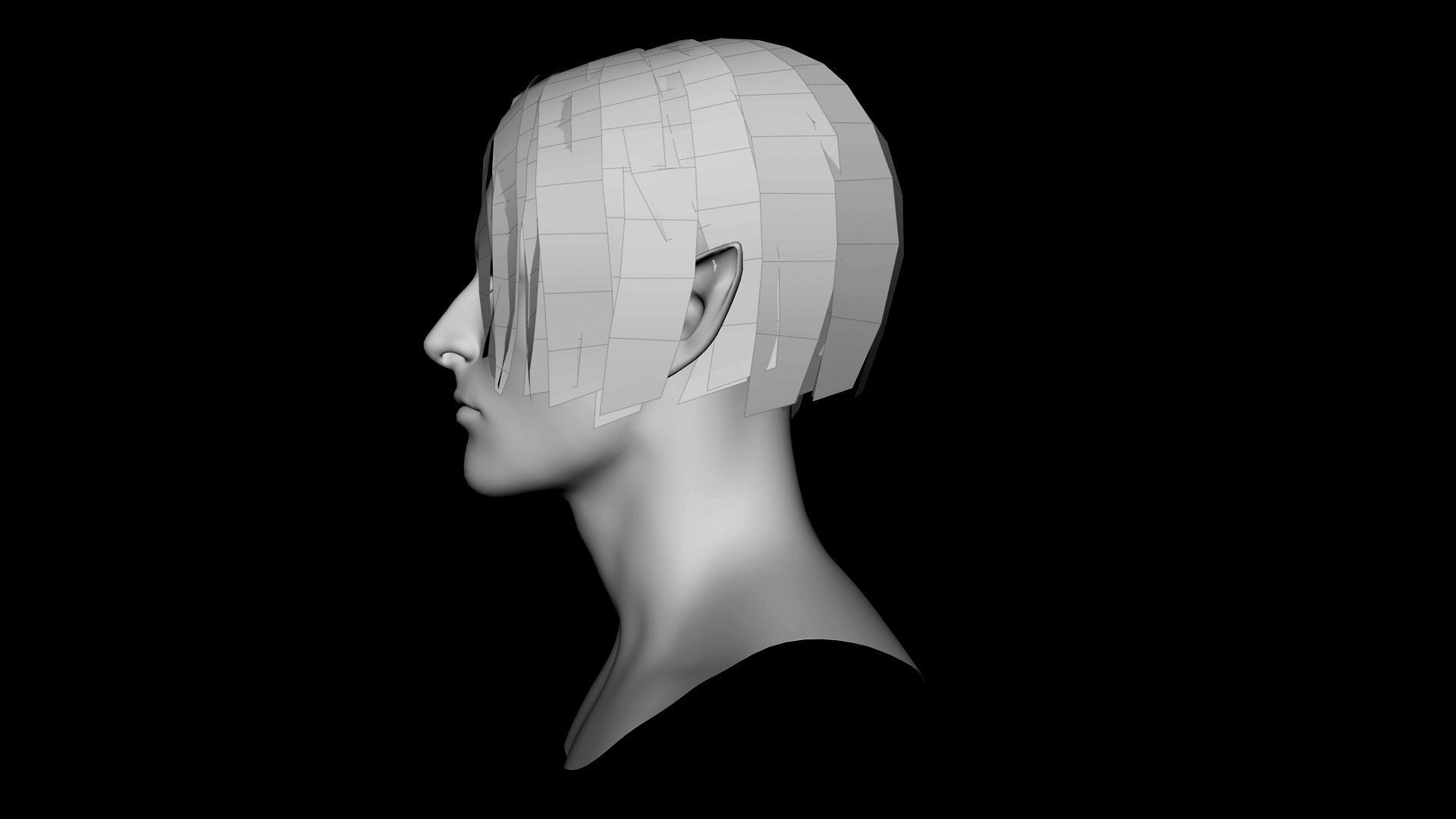 Male Hairstyle Short01 Low Poly Game Ready Model Free low-poly 3D model_8