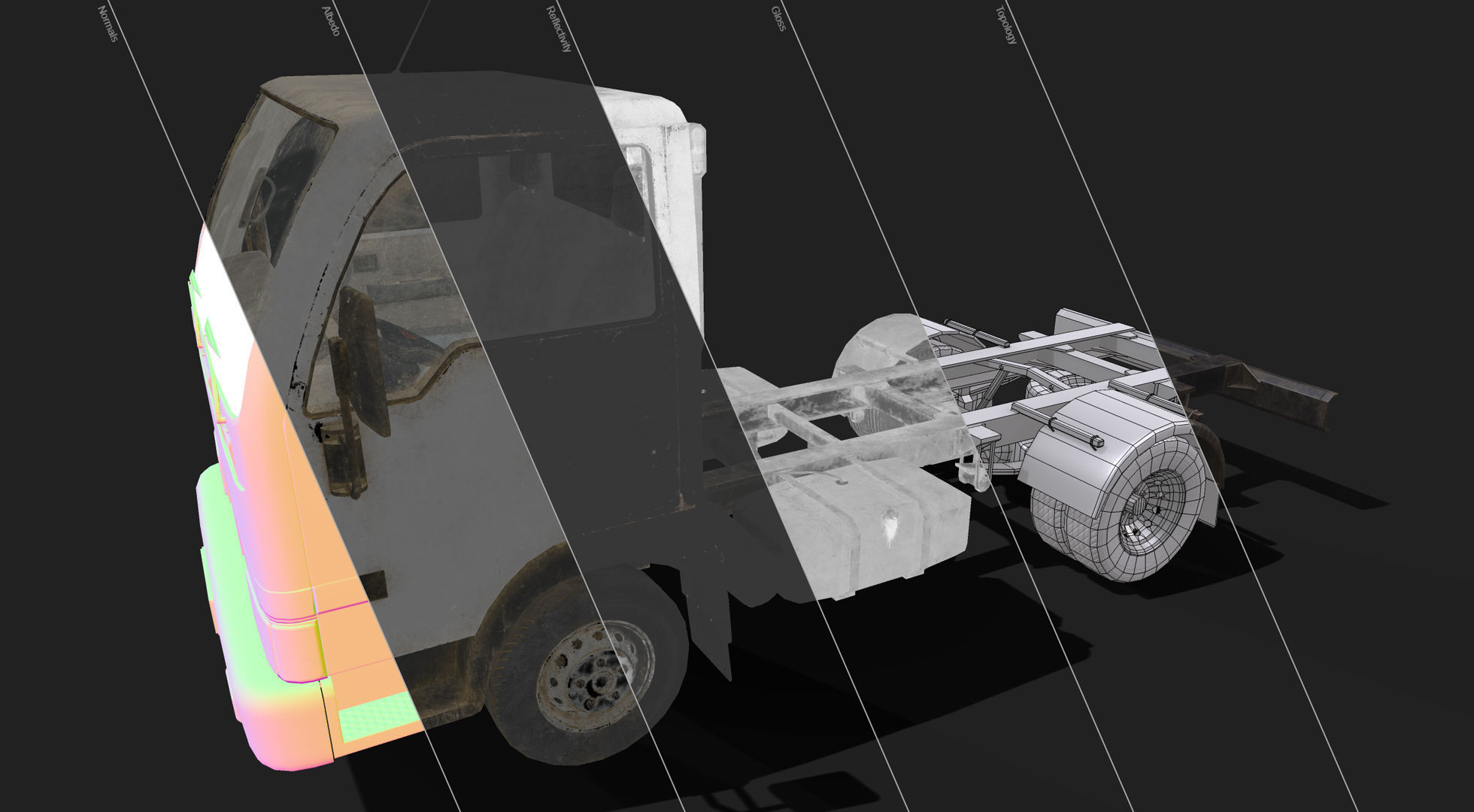 Light Truck Chassis Low-poly 3D model_17