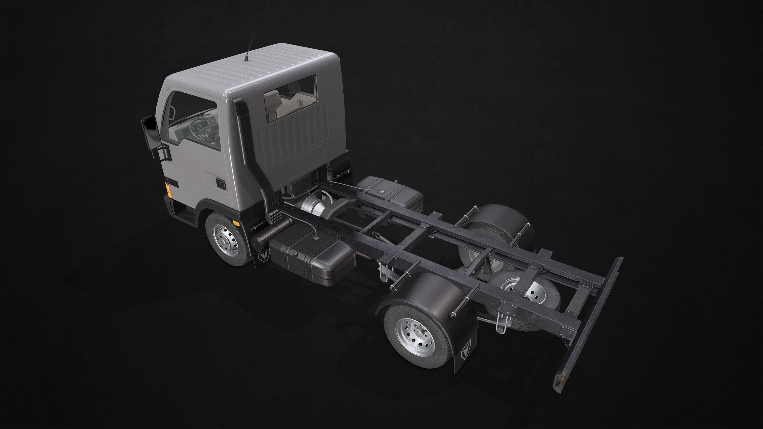 Light Truck Chassis Low-poly 3D model_12