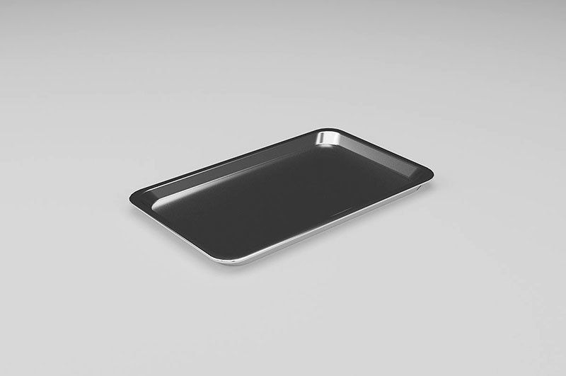 Metallic Tray Set Low-poly 3D model_9