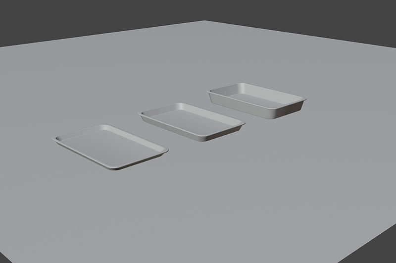 Metallic Tray Set Low-poly 3D model_13
