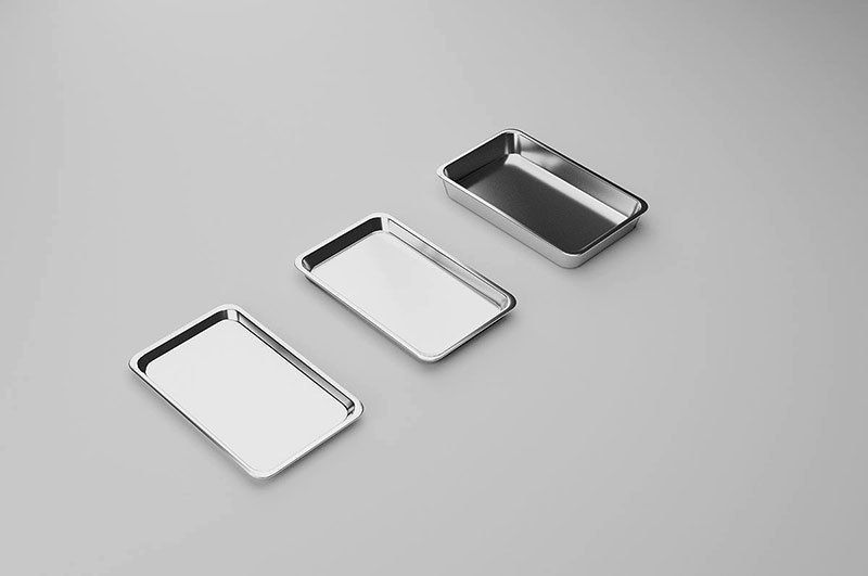 Metallic Tray Set Low-poly 3D model_1