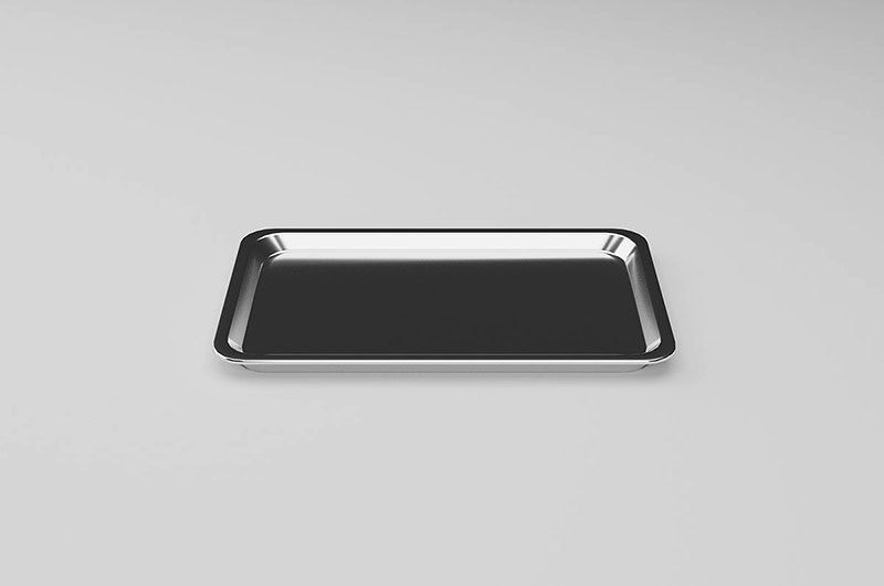 Metallic Tray Set Low-poly 3D model_7