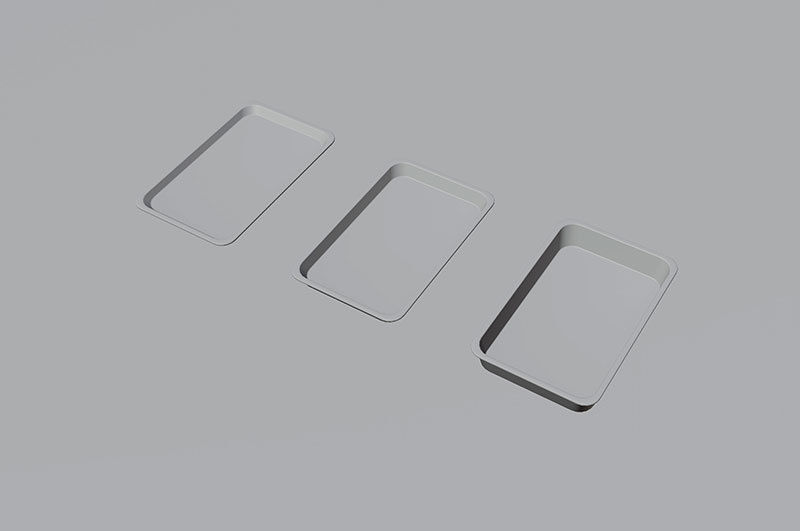 Metallic Tray Set Low-poly 3D model_14