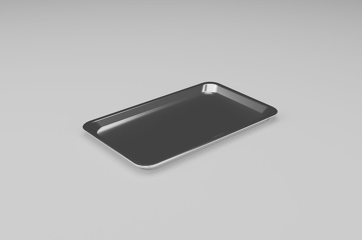 Metallic Tray Set Low-poly 3D model_8