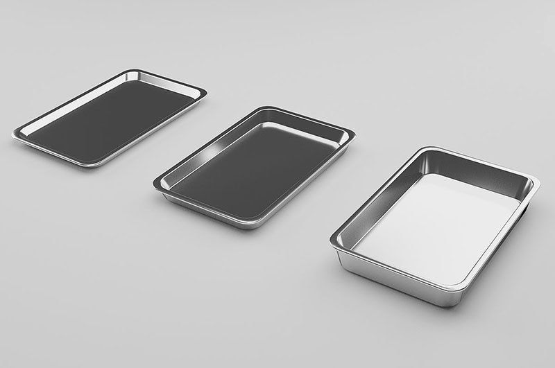 Metallic Tray Set Low-poly 3D model_22