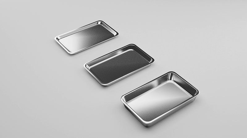 Metallic Tray Set Low-poly 3D model_2