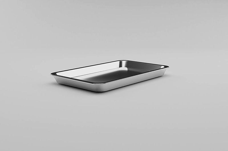 Metallic Tray Set Low-poly 3D model_25