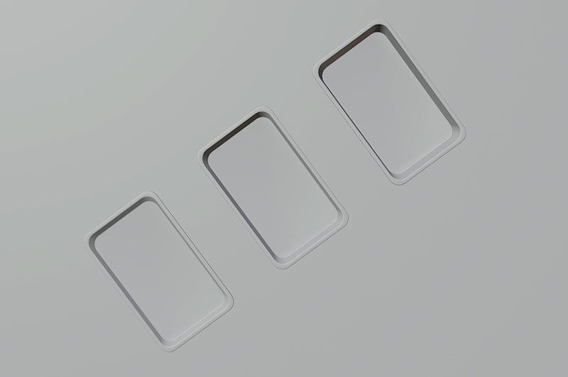 Metallic Tray Set Low-poly 3D model_12