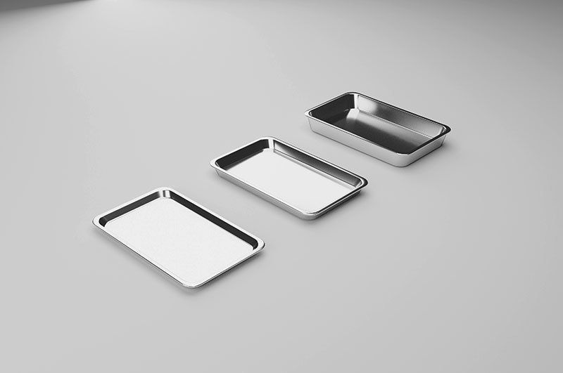 Metallic Tray Set Low-poly 3D model_10