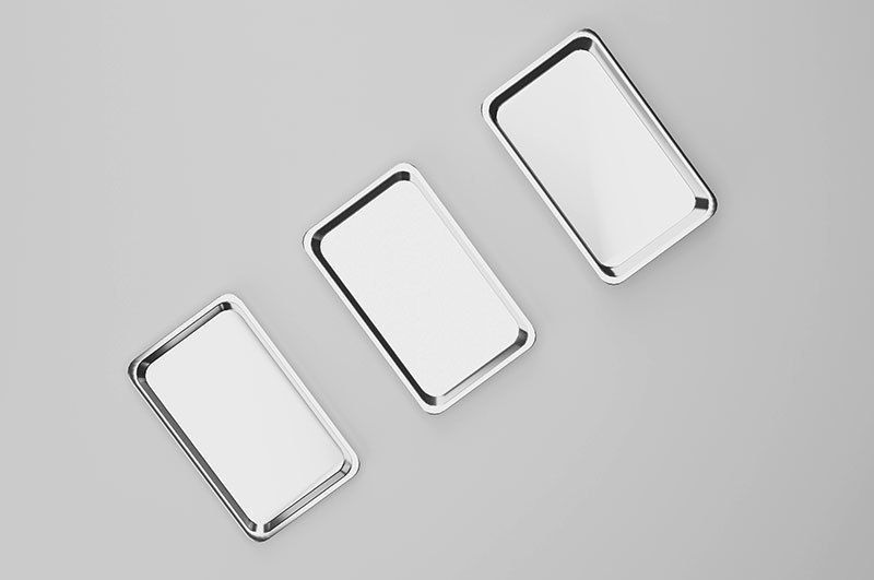 Metallic Tray Set Low-poly 3D model_11