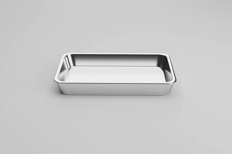 Metallic Tray Set Low-poly 3D model_5