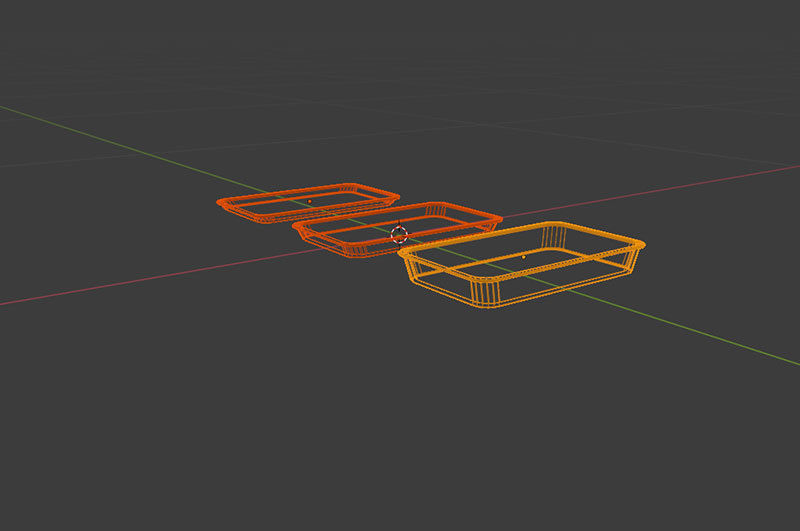 Metallic Tray Set Low-poly 3D model_21