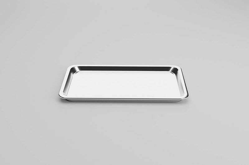 Metallic Tray Set Low-poly 3D model_6