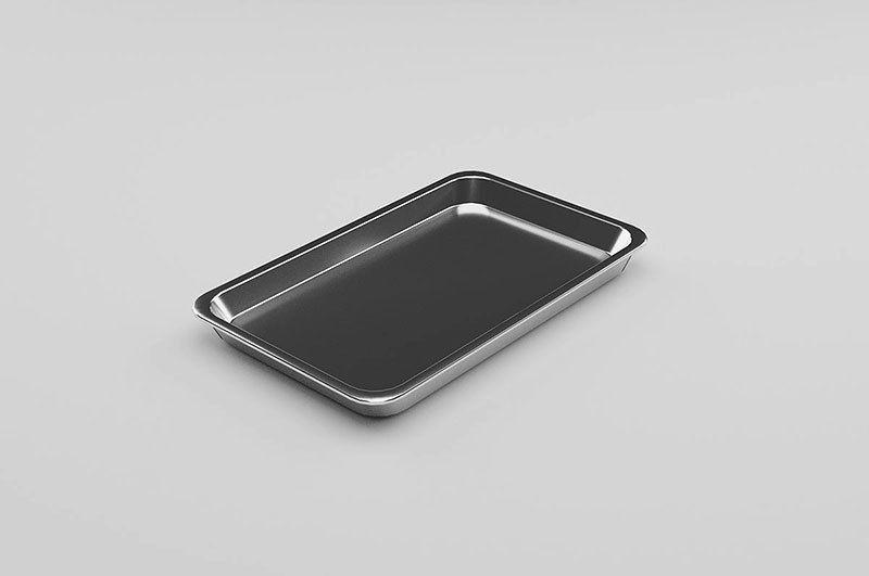 Metallic Tray Set Low-poly 3D model_26