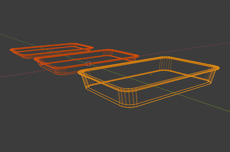Metallic Tray Set Low-poly 3D model_3
