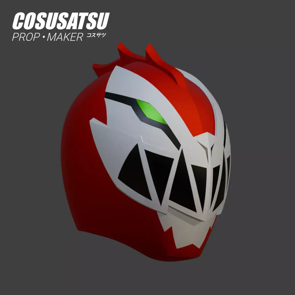 DIY Power Rangers Dino Fury Red Helmet Cosplay EVA Foam Template 3D model_2