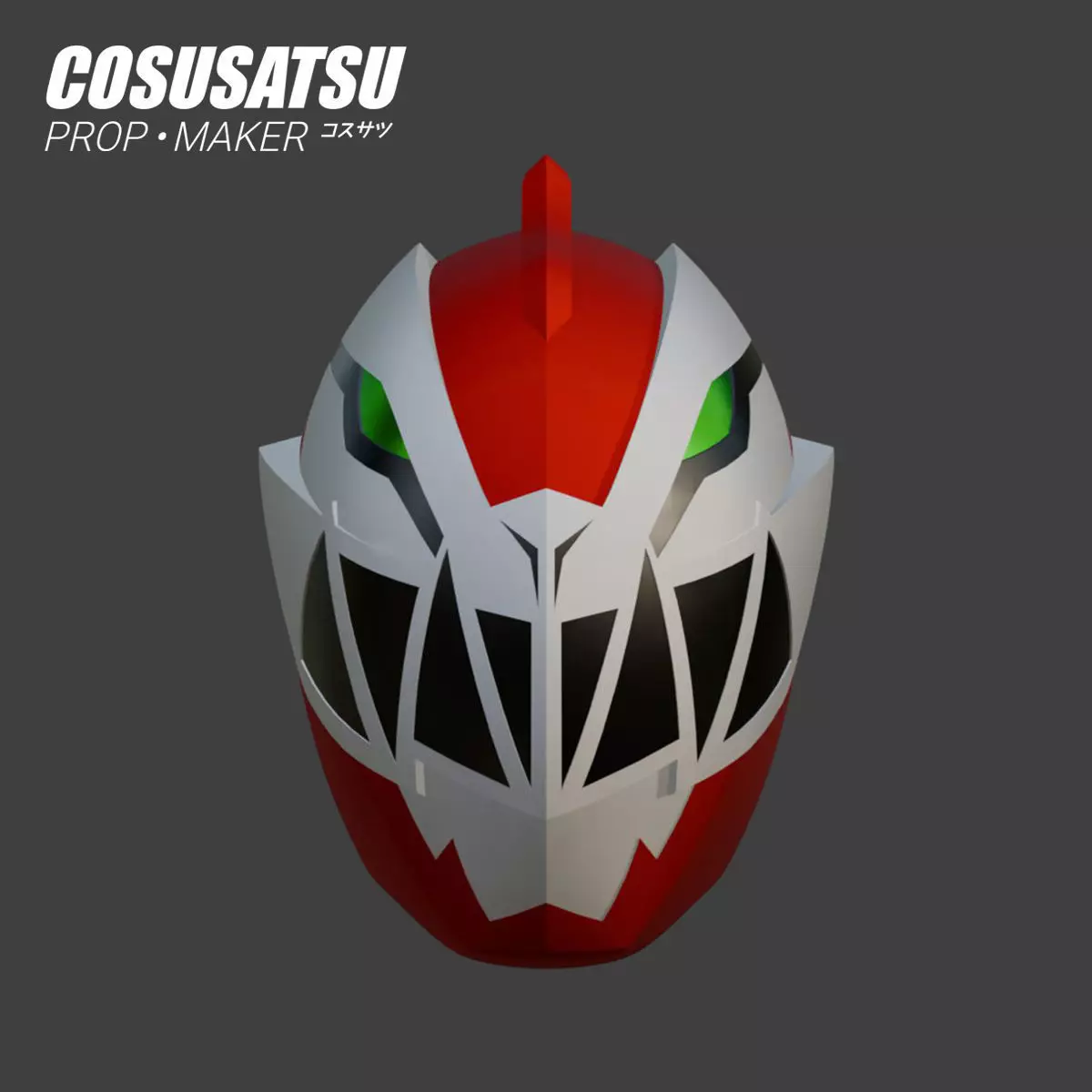 DIY Power Rangers Dino Fury Red Helmet Cosplay EVA Foam Template 3D model_1