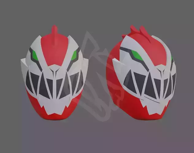 Power Rangers Dino Fury Red Ryusoulger Helmet 3D Model Template 3D print model