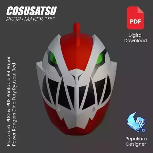 DIY Power Rangers Dino Fury Red Helmet Cosplay EVA Foam Template