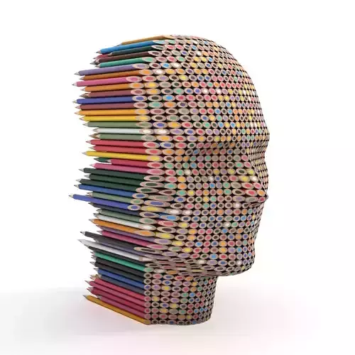Pencils Head Sculpture