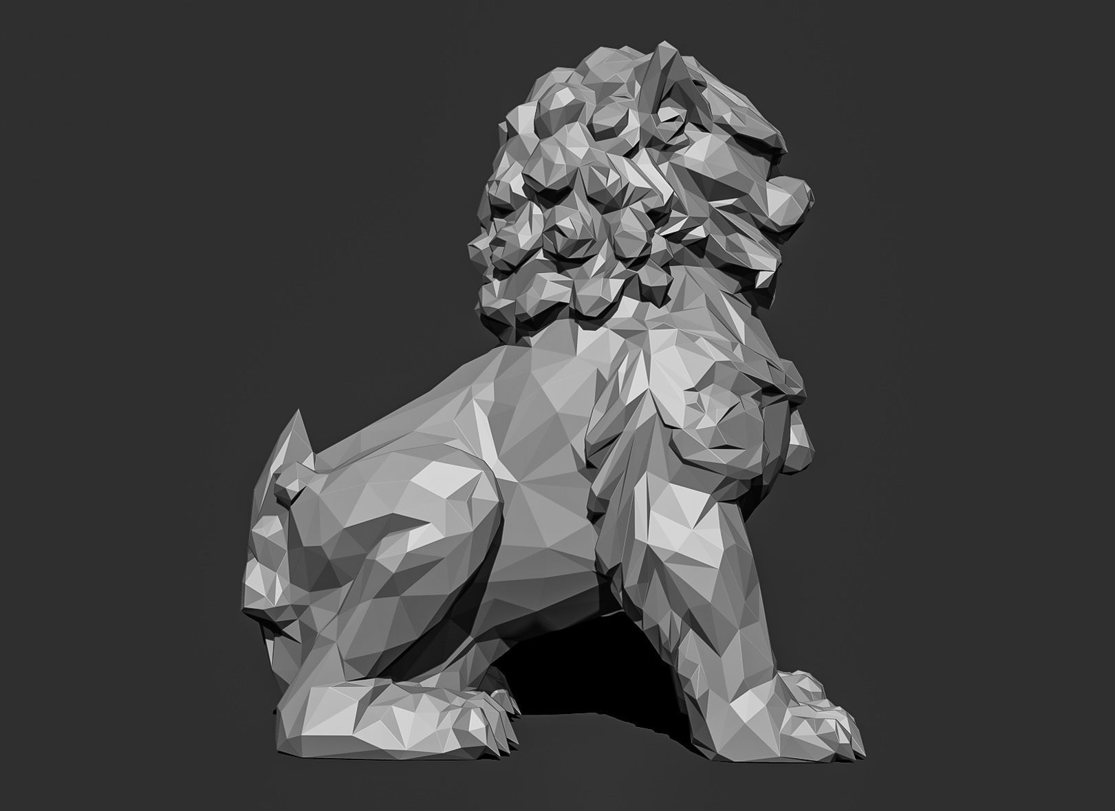 Low poly Chinese lion guardian Papercraft 3D print model_18