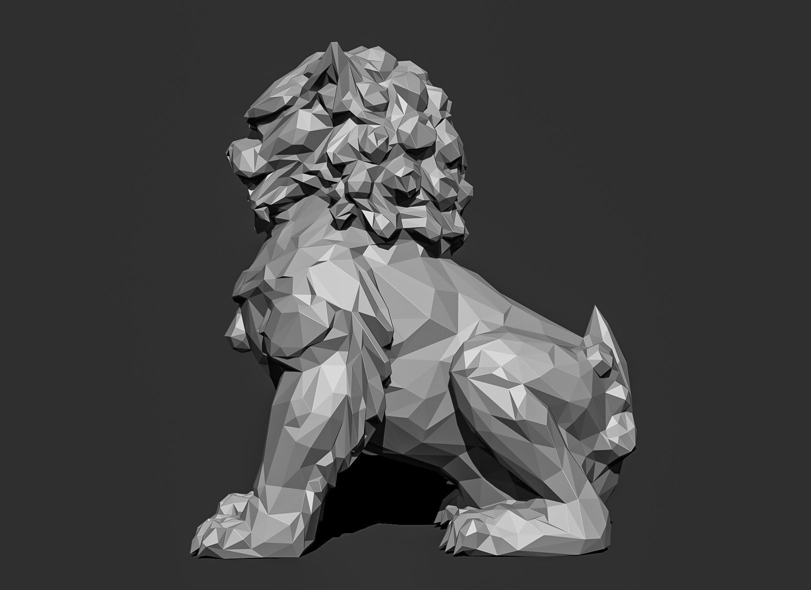 Low poly Chinese lion guardian Papercraft 3D print model_13