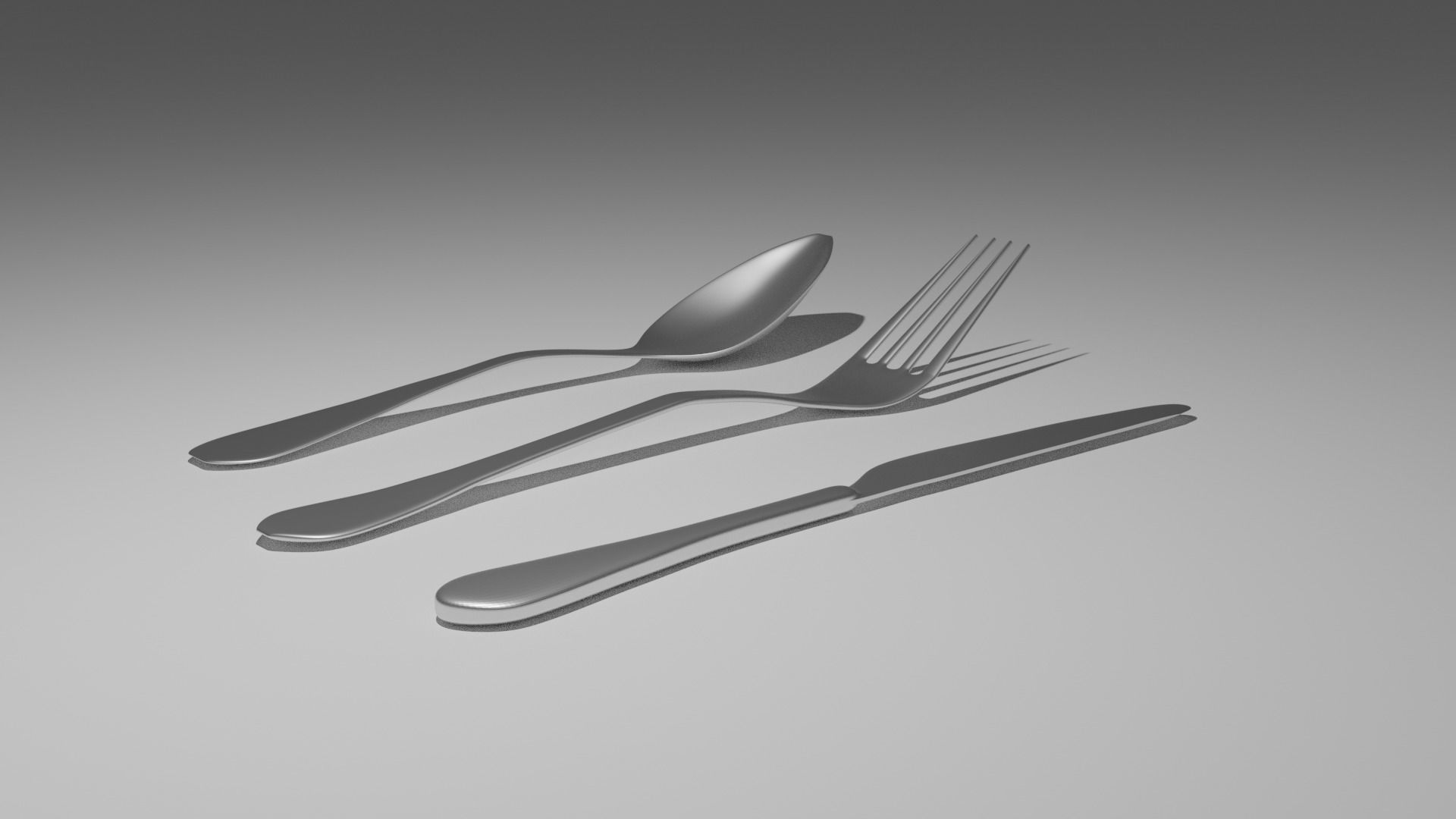 Cutlery set of silver Free 3D model_1