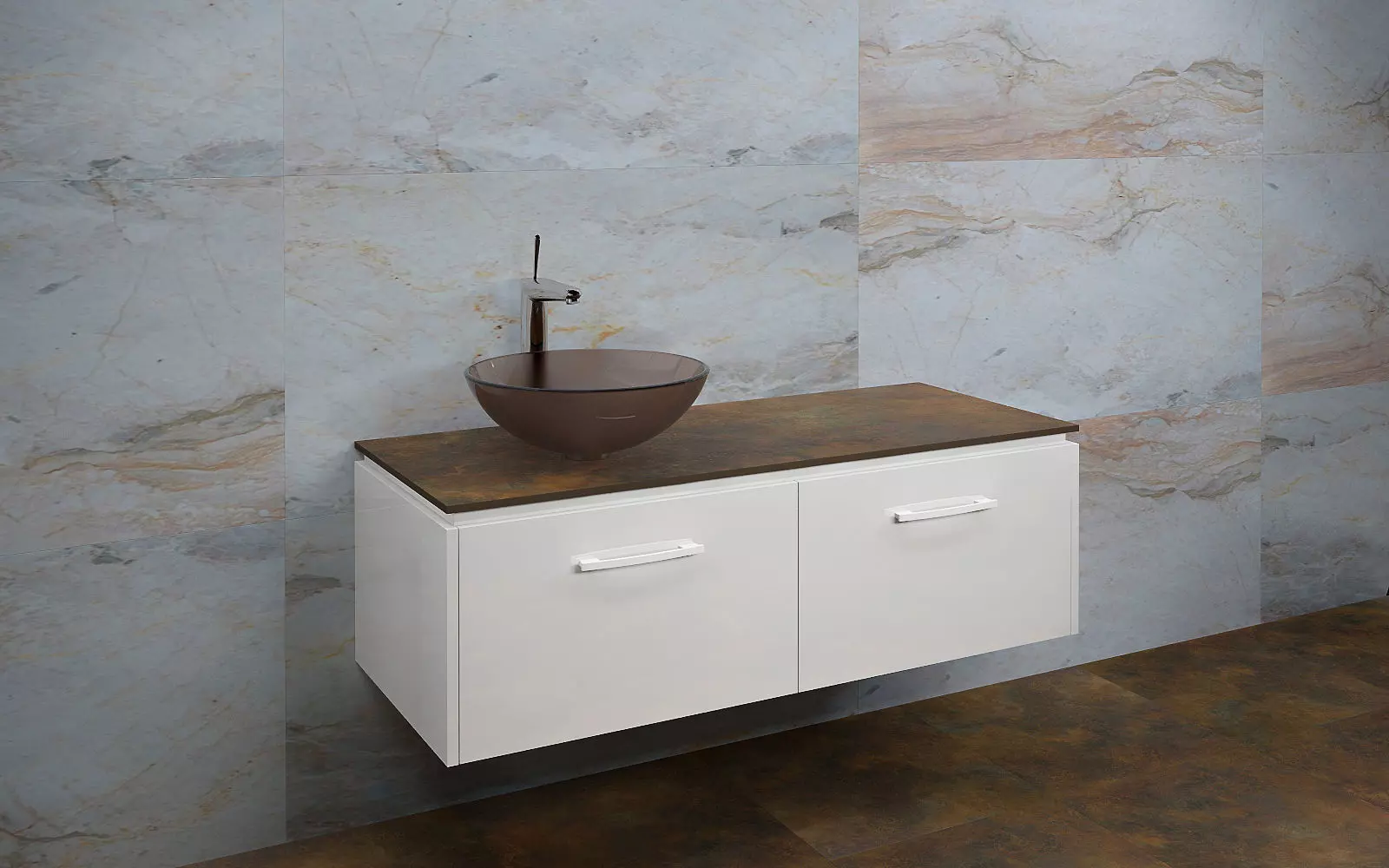 Bathrooms bathroom with sink and marble wall 3D model_0
