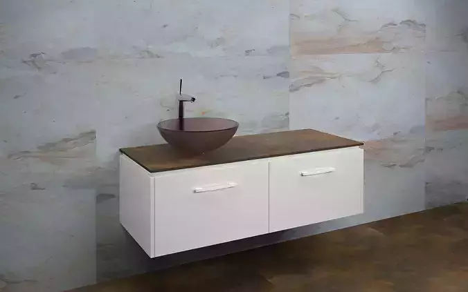 Bathrooms bathroom with sink and marble wall