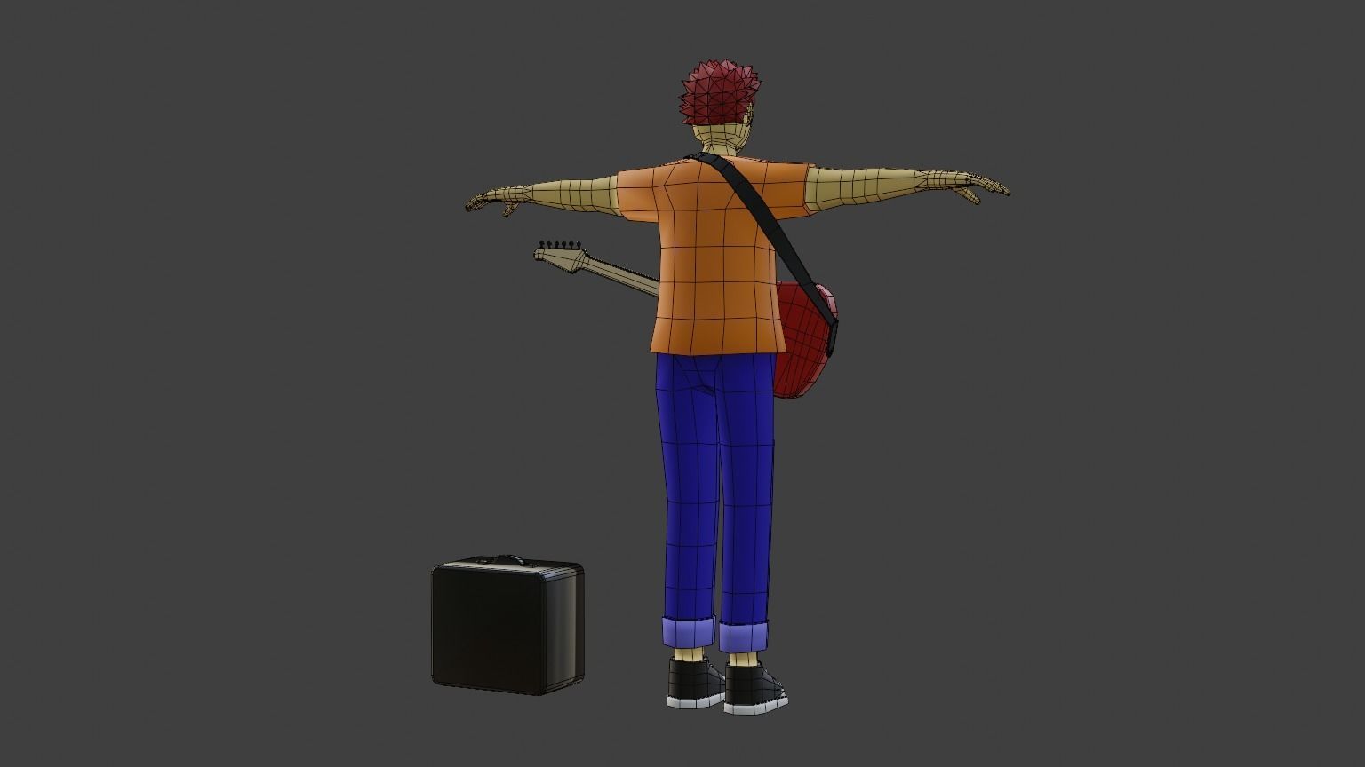 Rocker Man Cartoon Character Low-poly 3D model_7