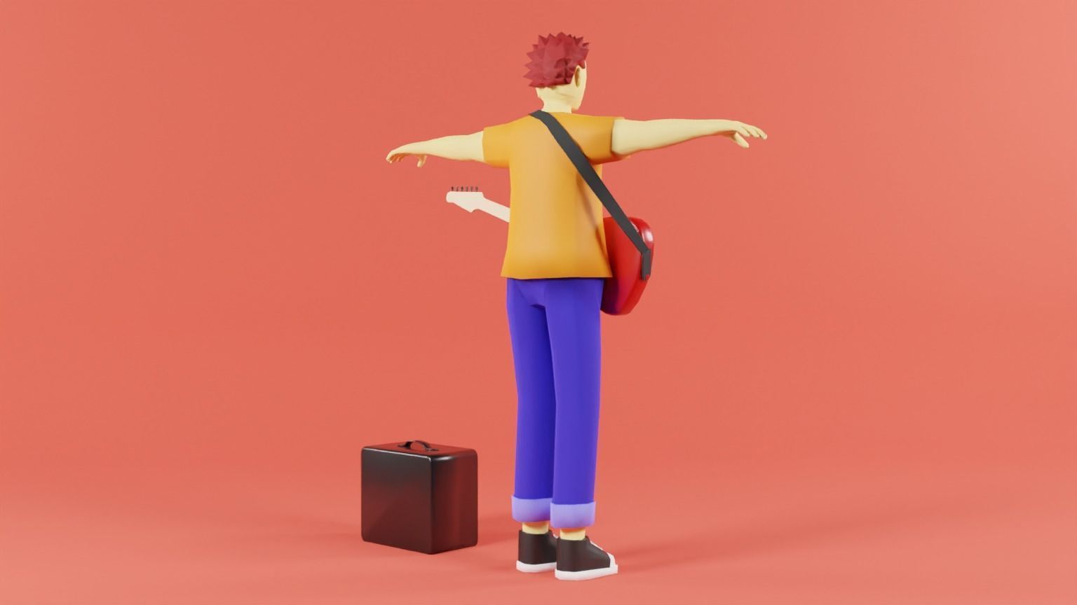 Rocker Man Cartoon Character Low-poly 3D model_3