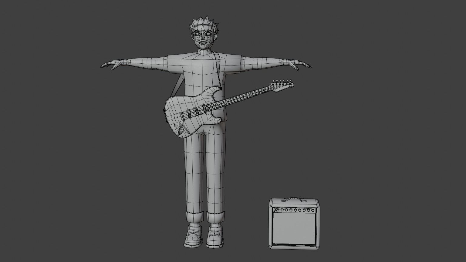 Rocker Man Cartoon Character Low-poly 3D model_9