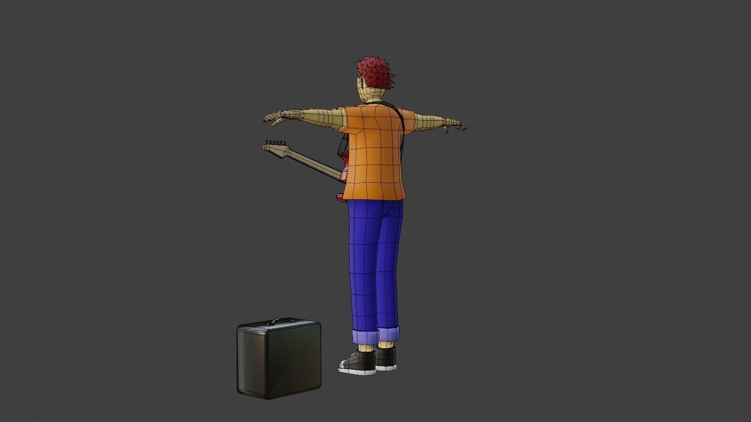 Rocker Man Cartoon Character Low-poly 3D model_6