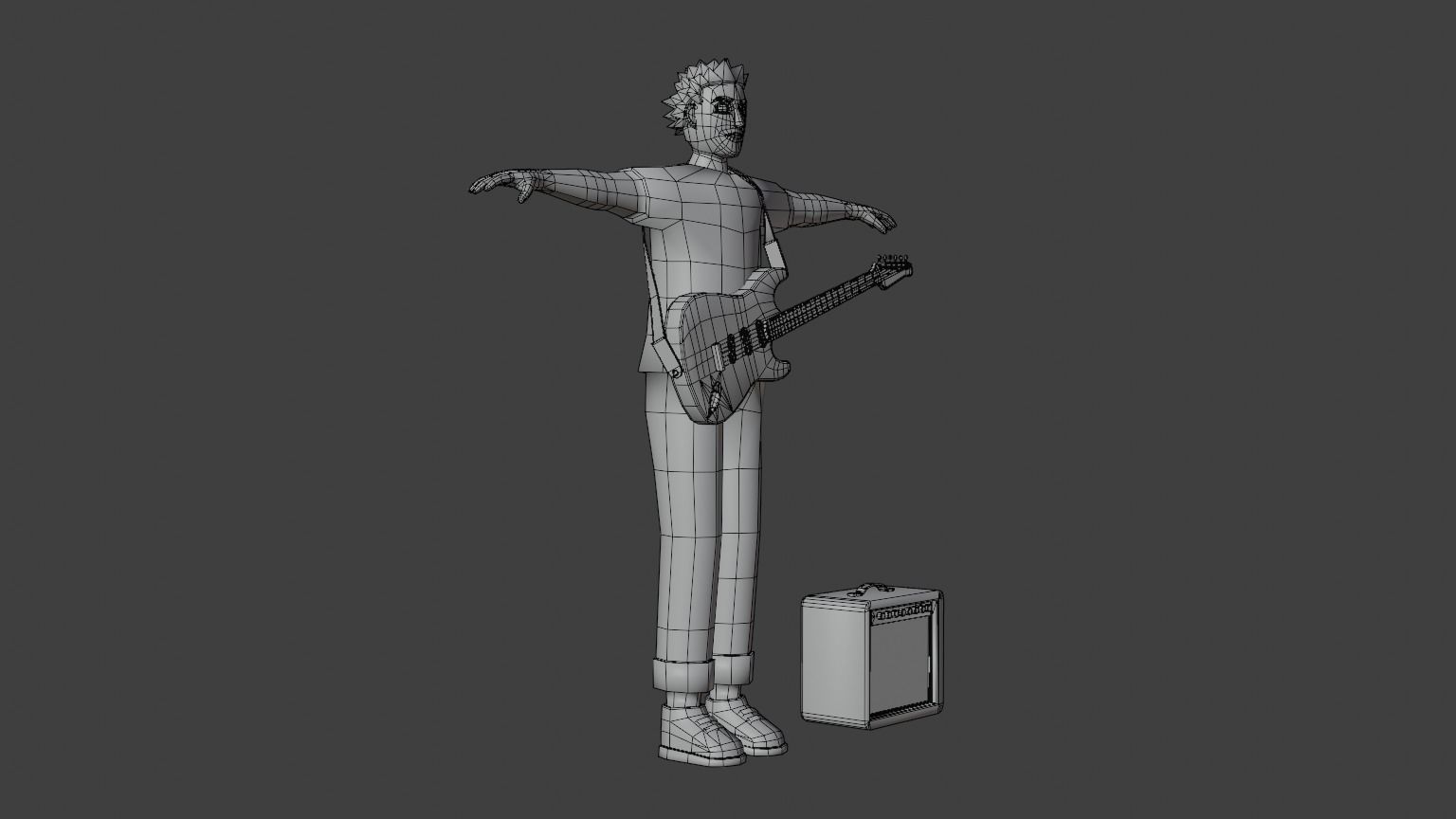 Rocker Man Cartoon Character Low-poly 3D model_10
