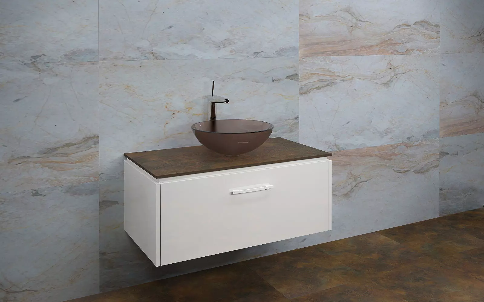 Bathrooms bathroom with sink and tiled walls 3D model