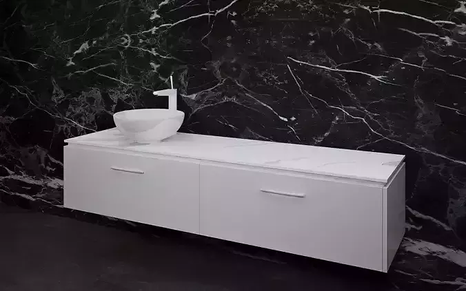 Bathrooms bathroom with sink and marble wall