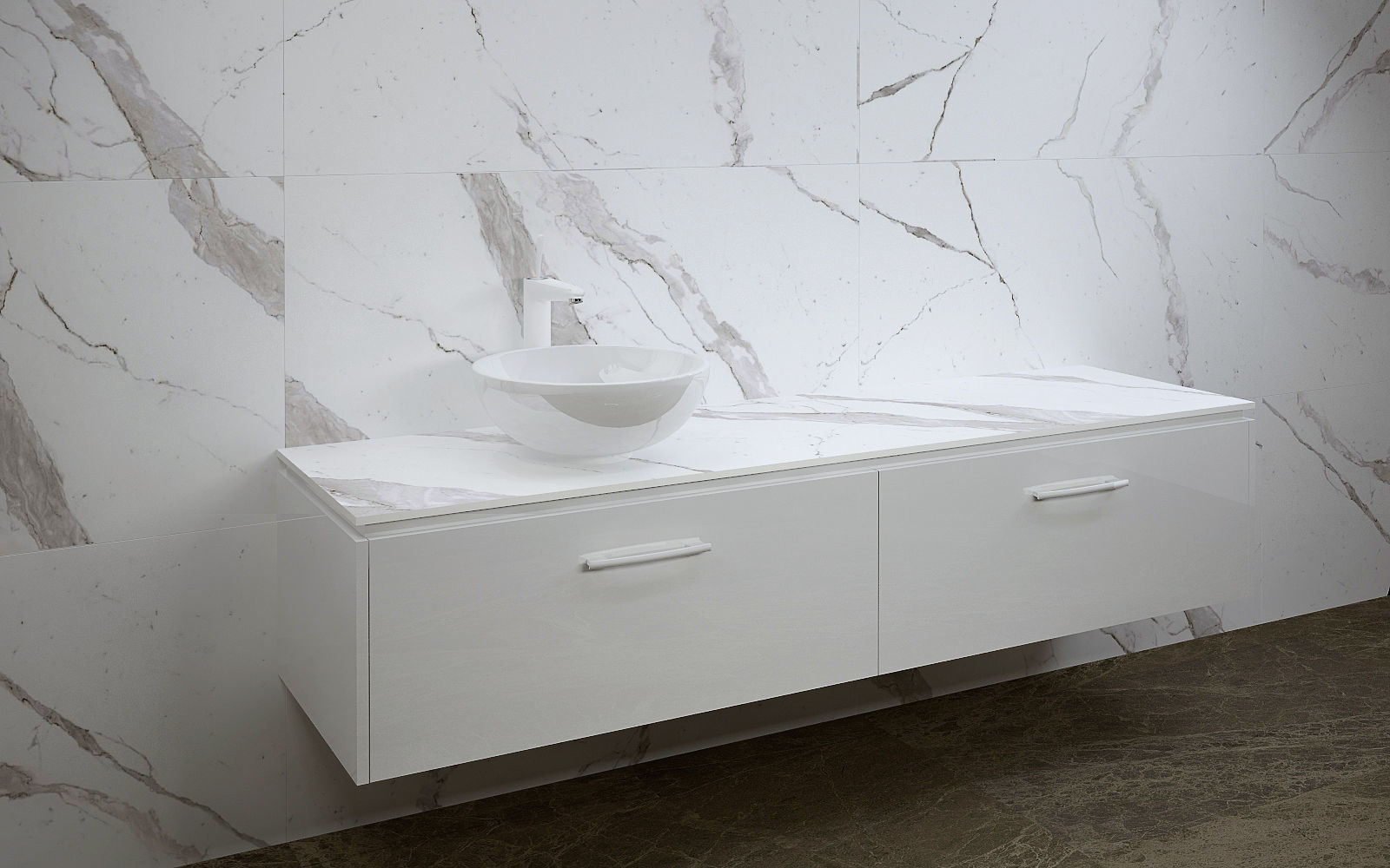 Bathrooms bathroom with sink and marble wall 3D model_1