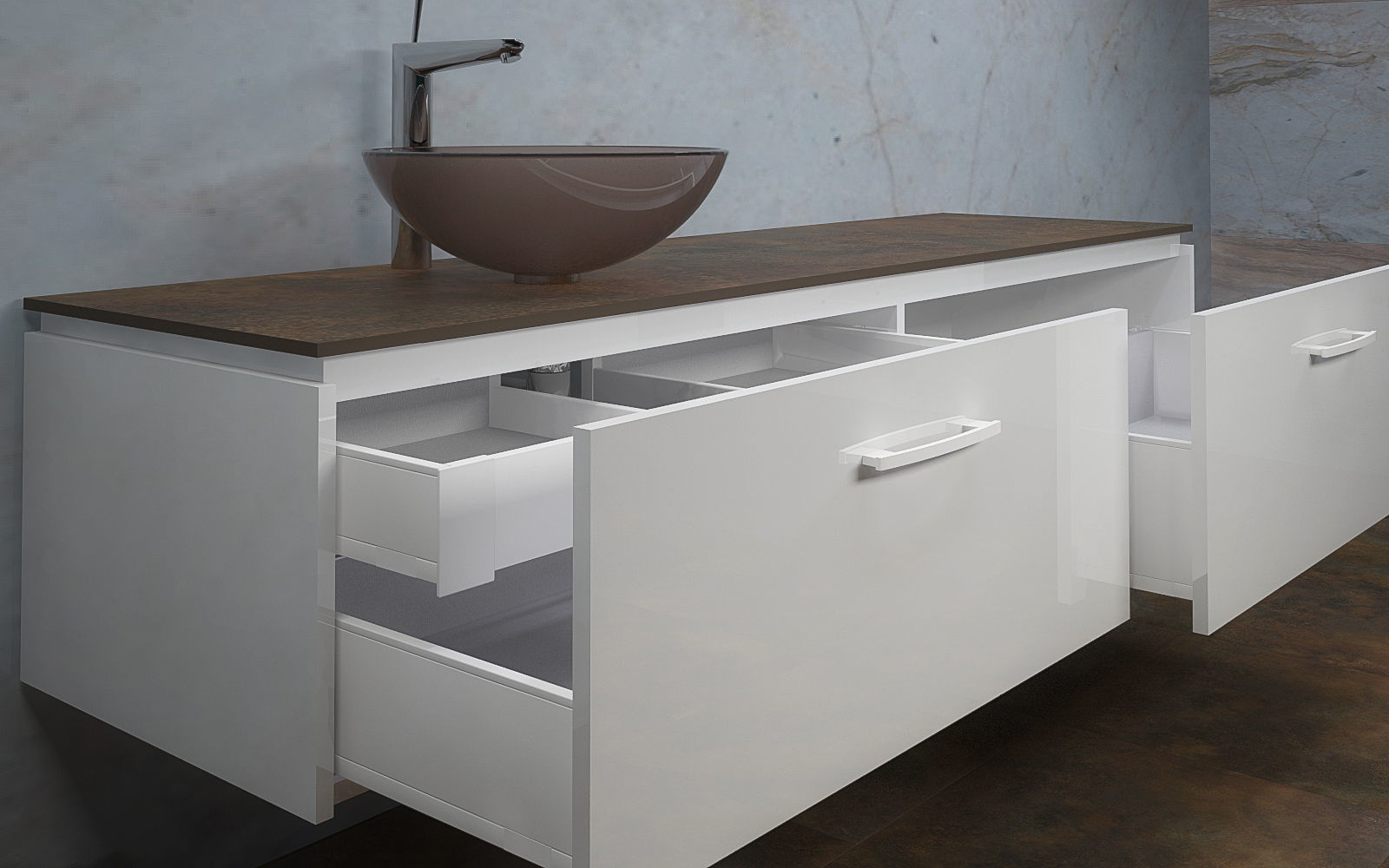 Bathrooms bathroom with sink and marble wall 3D model_2