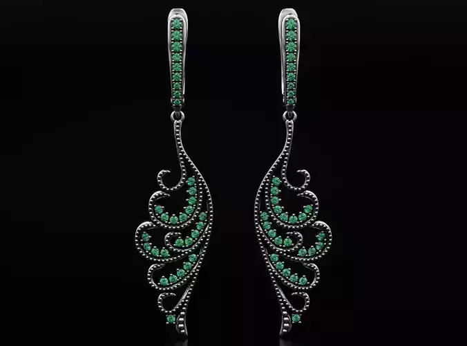 Vintage earrings wings with diamonds 598