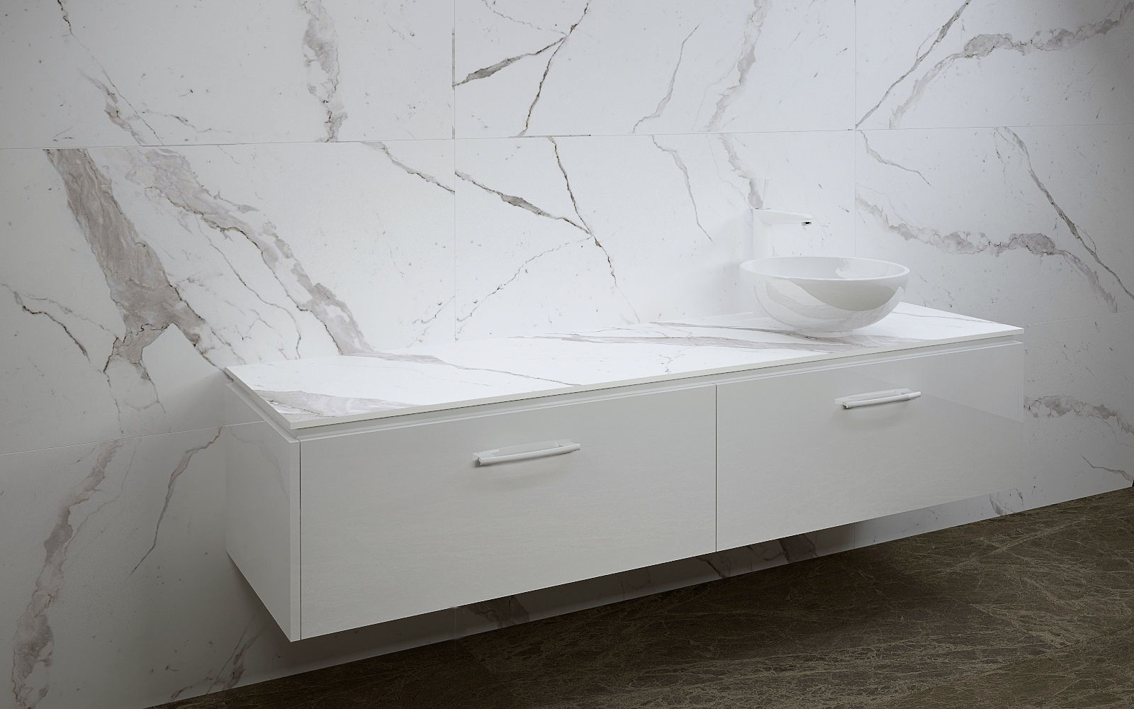 Bathrooms bathroom vanity with marble walls 3D model_1