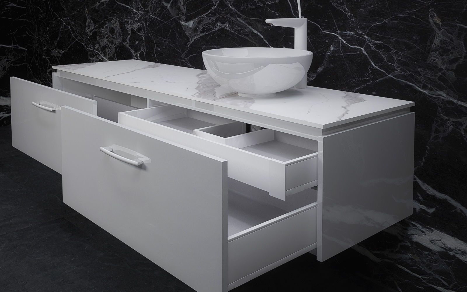 Bathrooms bathroom vanity with marble walls 3D model_2
