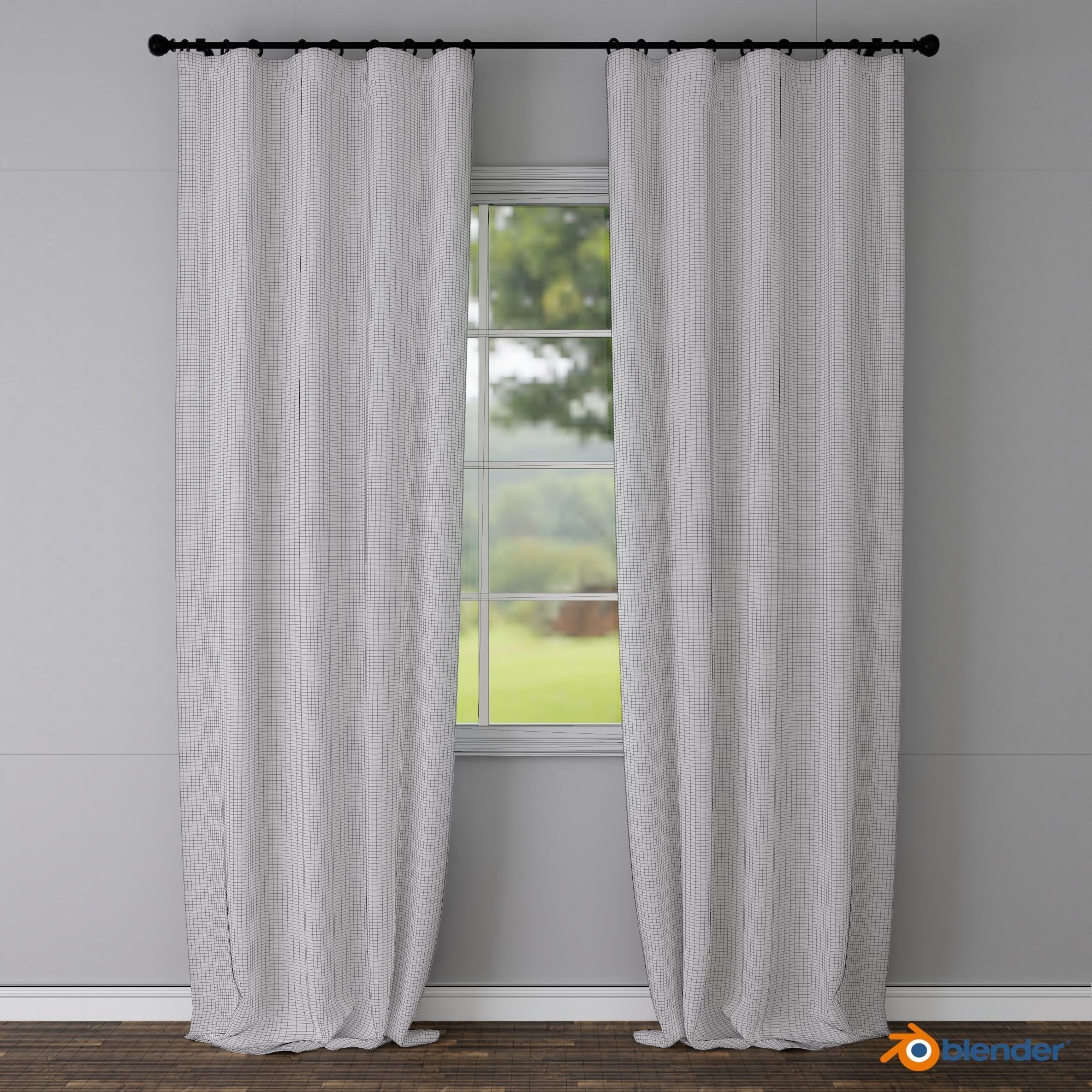 Curtain - Belgian Linen Blackout - Blender Free 3D model_3