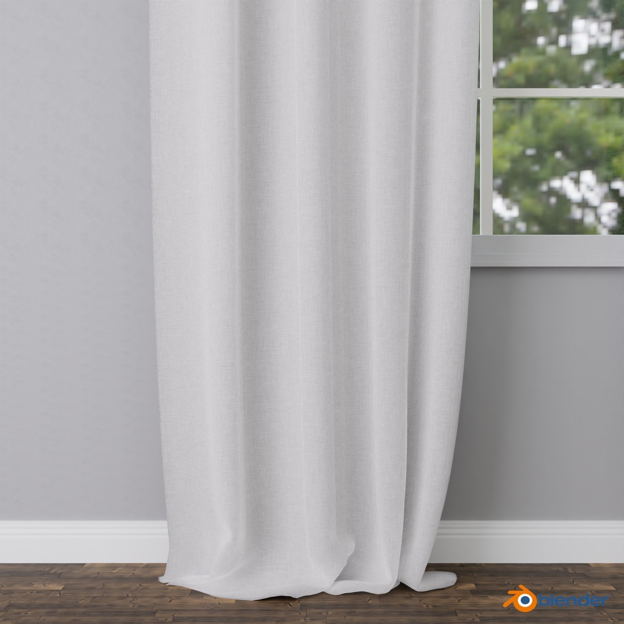 Curtain - Belgian Linen Blackout - Blender Free 3D model_2