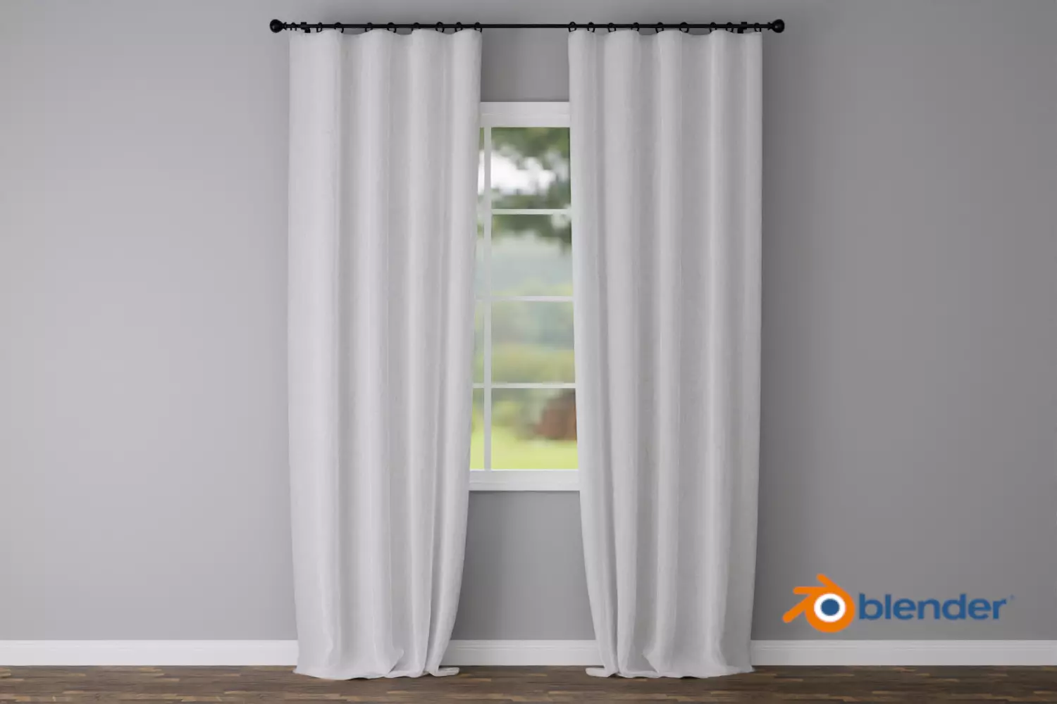 Curtain - Belgian Linen Blackout - Blender Free 3D model_0