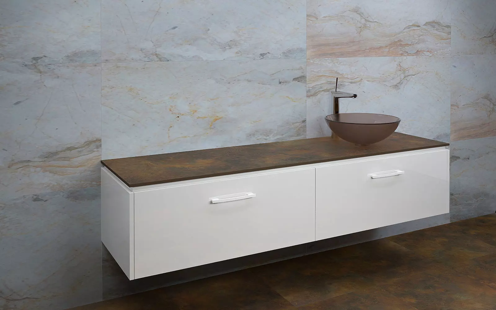 Bathrooms bathroom with sink and marble wall 3D model_0