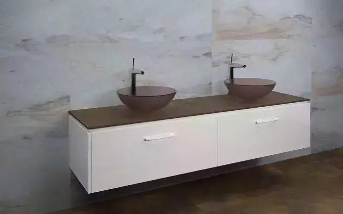 Bathrooms two sinks 3D model