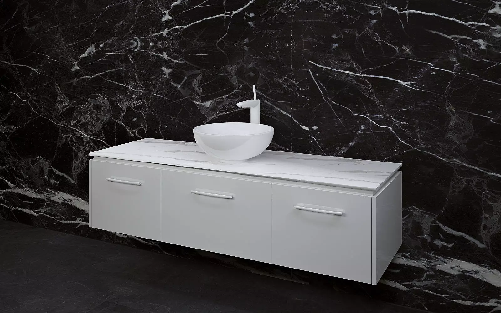 Bathrooms bathroom with sink and marble wall 3D model_0